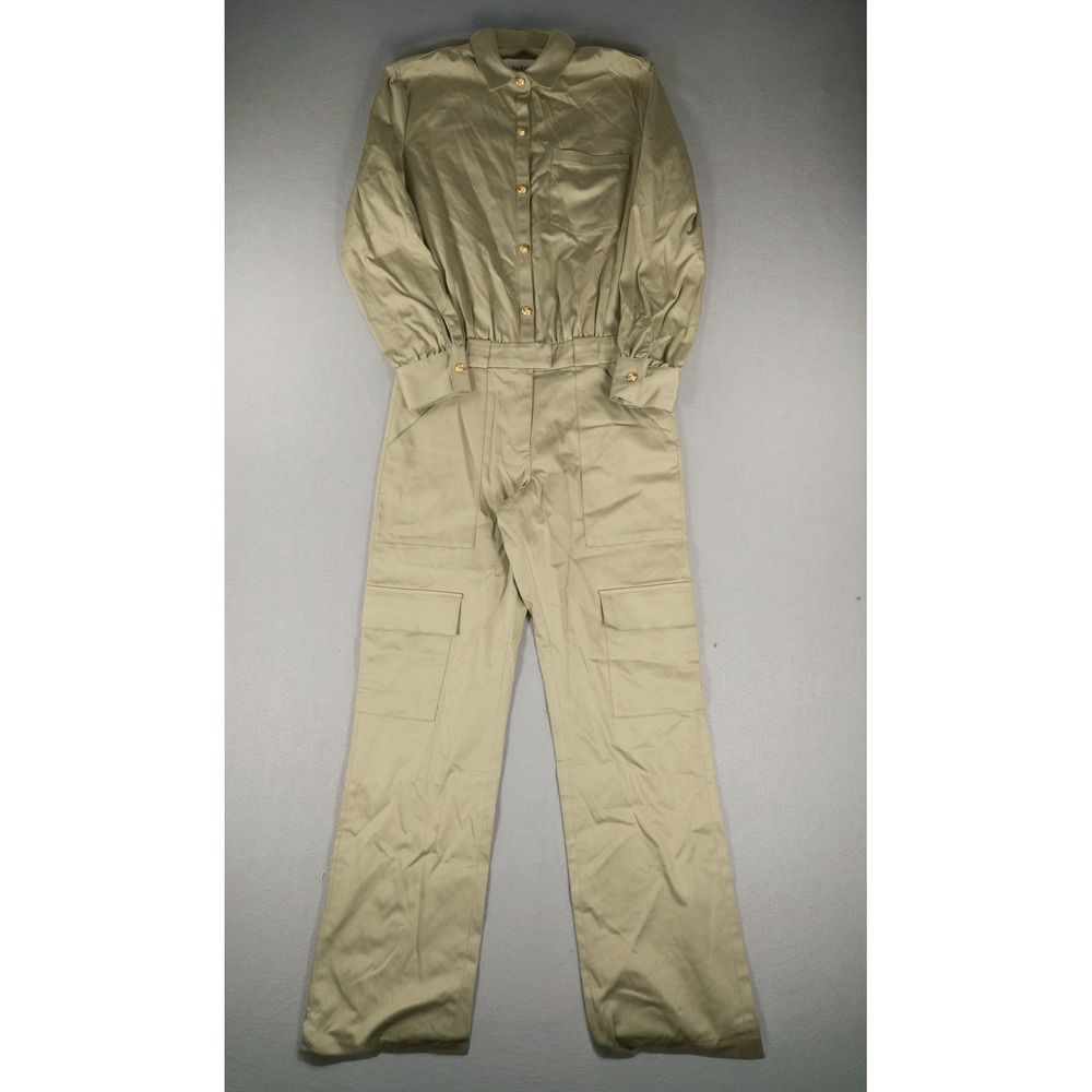 ba&sh Womens Austra Utility Jumpsuit Cargo Cotton Khaki Green 36 New - Picture 2 of 11